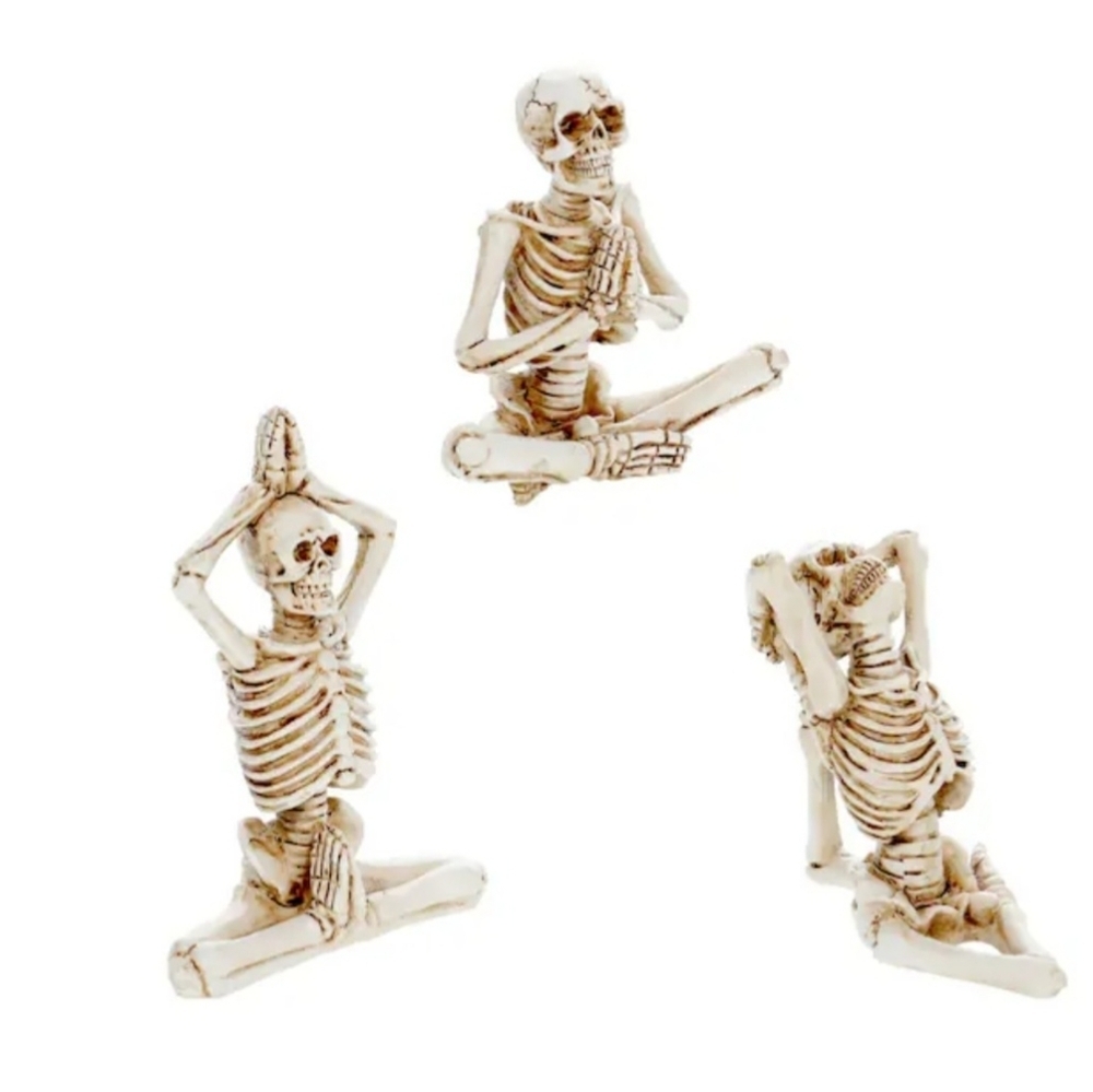 Lot of 3 YOGA Skeletons Pose Yoga Relax Halloween Figures SKULL - Picture 4 of 6